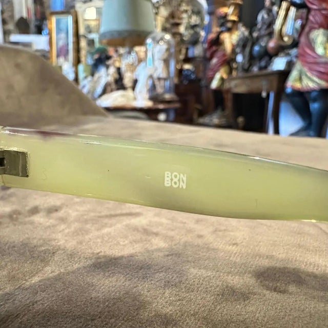 1990s Vintage Fake Green Marble Acetate Bon Bon Italian Sunglasses For Sale - Image 9 of 11