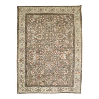 Antique Zabihi Collection Brown Persian Heriz Carpet - 8'8" x 11'1" For Sale