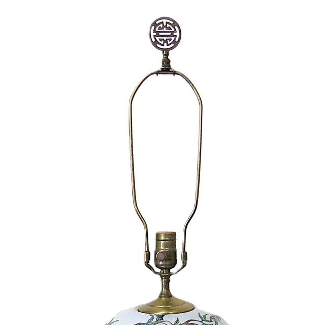 Pair of Chinese Pomegranate Ginger Jar Table Lamps Chinoiserie Asian For Sale - Image 4 of 6