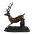 Large Bronze Stag Sculpture – Leaping Deer on Log Base, 36” H Wildlife Art For Sale