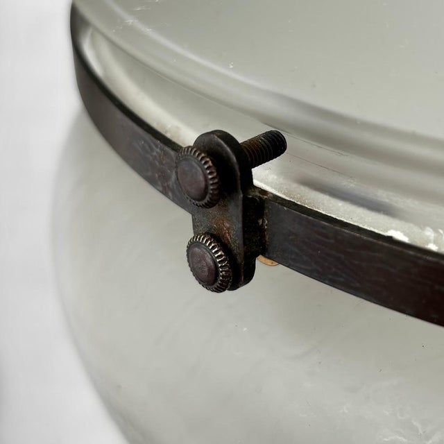 Vintage Industrial Pendant Lamp in Copper and Glass, 1920s For Sale - Image 9 of 12