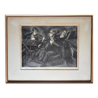 Vintage Framed Original Lithograph by Mervin Jules For Sale