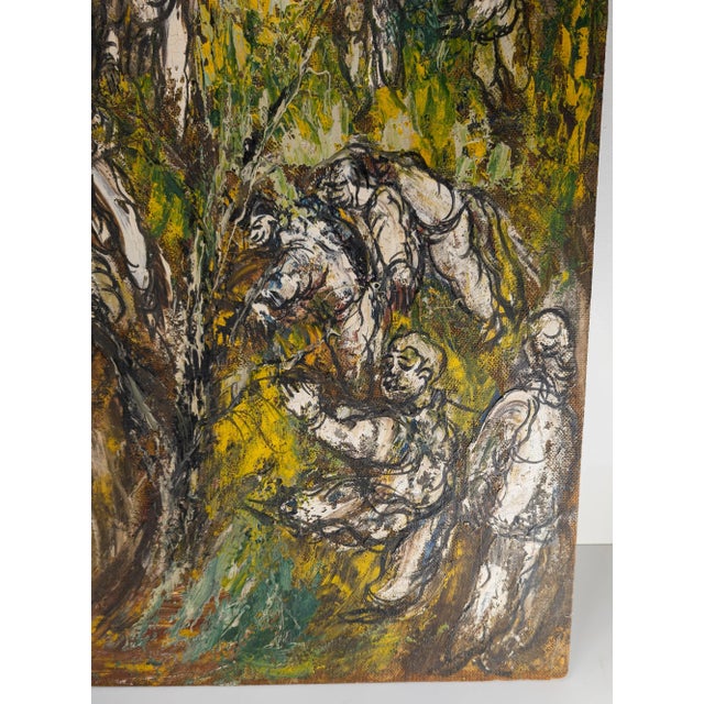 Late 20th Century Mid-Century Modern Abstract Expressionist Oil on Masonite Painting For Sale - Image 5 of 8