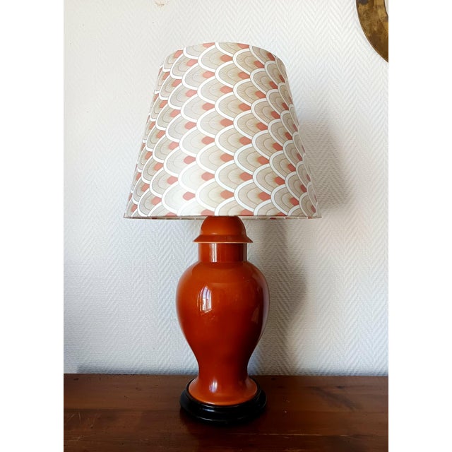 Red Porcelain Lamp by Mergey for Limoges, 1960s For Sale - Image 8 of 12