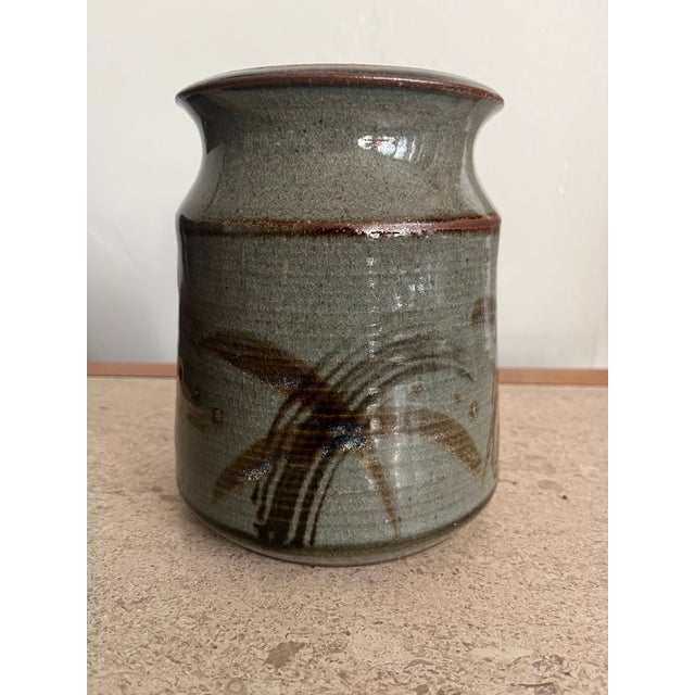 Vintage signed Tiara stoneware. Works great as flower vase or to house utensils. Can even work in the vanity to hold...