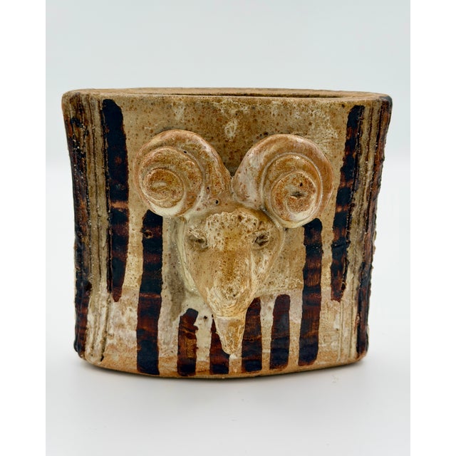 Brutalist Sculptural Rams Head Vase, 1960s For Sale - Image 5 of 5