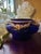 A beautiful antique French jardinière featuring a rich cobalt blue glass body adorned with finely detailed gilt bronze...