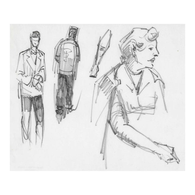 1950s Henry Gasser Figure Study Drawing For Sale