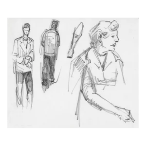 1950s Henry Gasser Figure Study Drawing