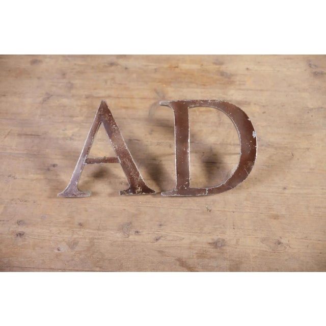 Industrial Vintage Metal Letter Sign A, Former Czechoslovakia, 1940s, Set of 2 For Sale - Image 3 of 8
