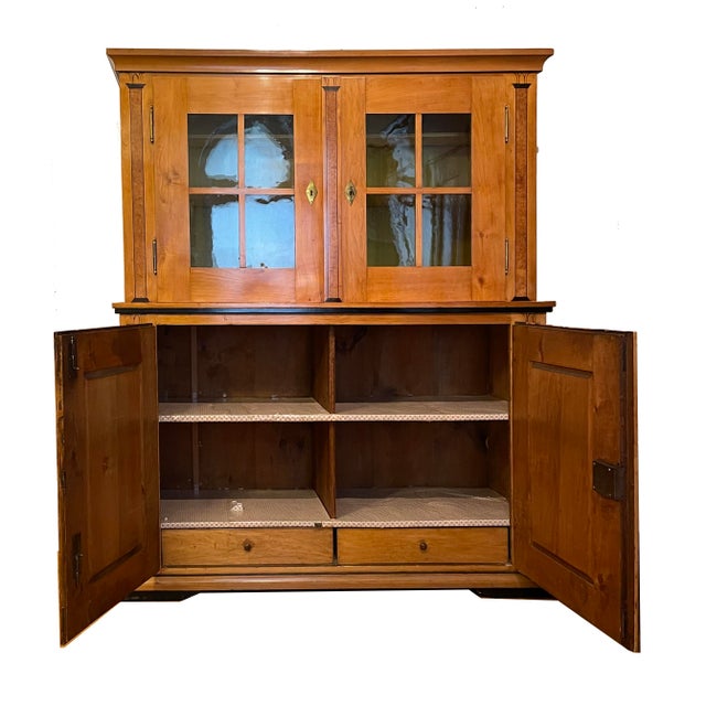 Early 19th Century Biedermeier Buffets in Cherry Wood, Birch and Ebonization Veneered on Softwood Body, 1820s, Set of 2 For Sale - Image 5 of 13