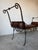 Vintage Rustic Wrought Iron & Leather Scroll Bench For Sale - Image 14 of 16