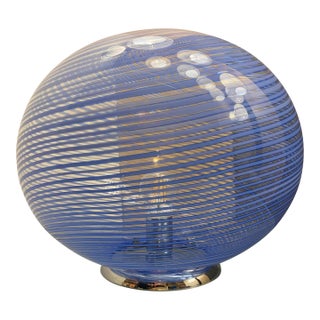 Contemporary Murano Style Blue Swirling Murano Glass Table Lamp For Sale