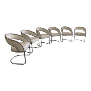 1970s Arthur Umanoff Era Chrome Cantilever Dining Chairs by Contemporary Shells - Set of 6 For Sale