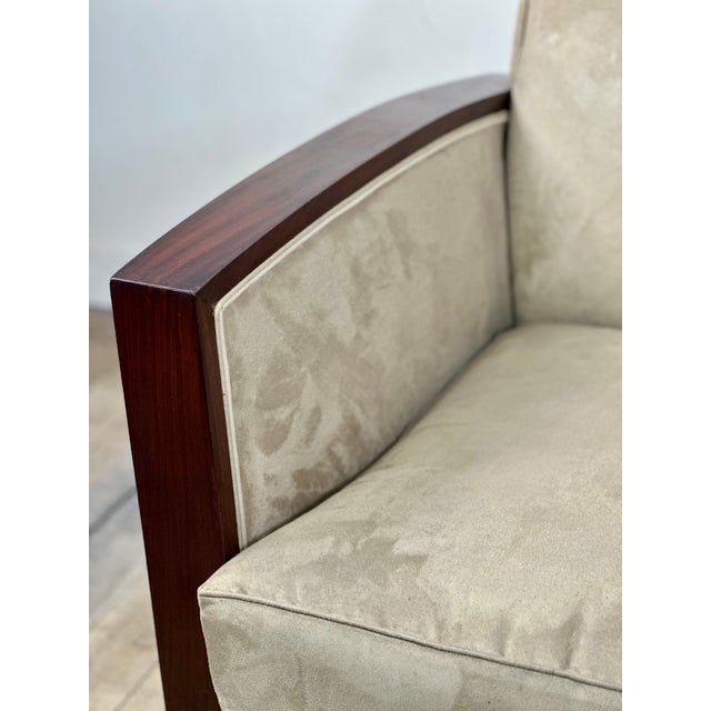 Art Deco Armchairs in Rosewood and Suede, 1920, Set of 2 For Sale - Image 6 of 14