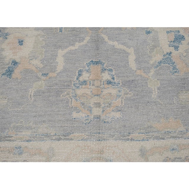Turkish Oushak Rug Gray, Ivory & Blue Handwoven Rug 6' X 9'7" For Sale In Houston - Image 6 of 8