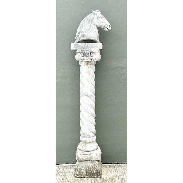 Vintage Stone Horse Sculpture on Column For Sale - Image 12 of 12