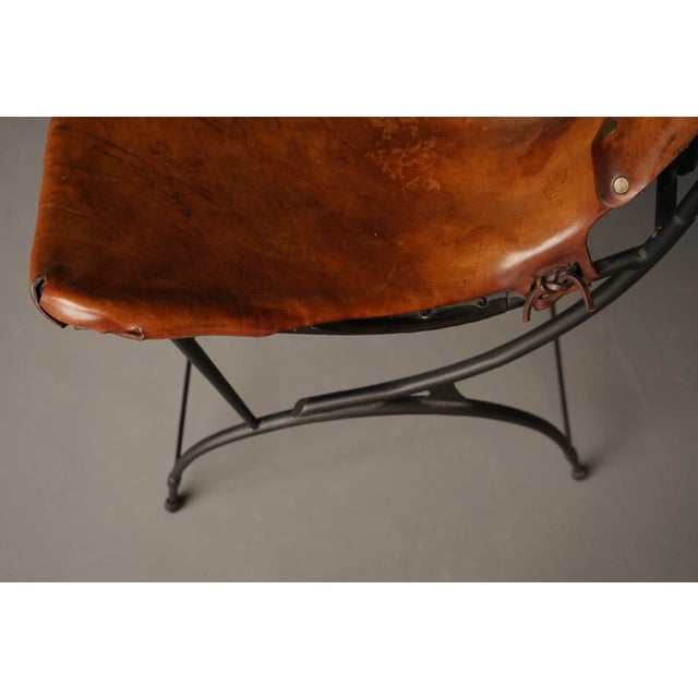 Iron & Leather Side Chair from Sido and François Thévenin, 1980s For Sale - Image 13 of 16