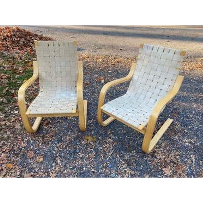Late 20th Century Alvar Aalto Lounge Chair in Beech and Cotton, Mid-Century Modern For Sale - Image 5 of 13