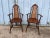 Pair Antique 1940s Early American Primitive Style Walnut and Cane Brace Back Armchairs Solid wood, turned splayed legs ,...