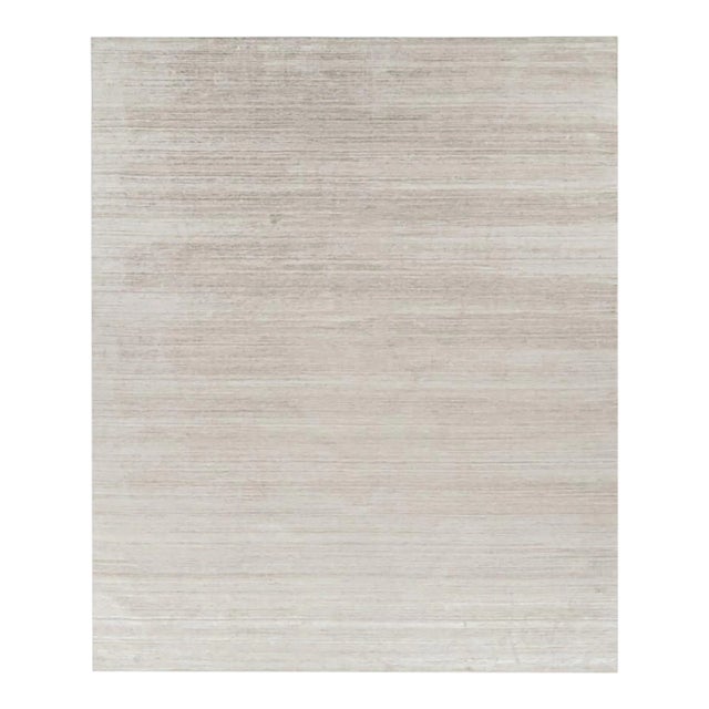 Rug & Kilim’s Oversized Textural Rug in Solid Beige and White Tones and Striae For Sale