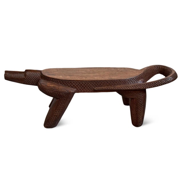Mid 20th Century Vintage Mali Wood Tribal Lizard Stool Bench For Sale - Image 5 of 6