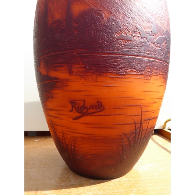 Large Glass Vase with Landscape by Richard for Loetz For Sale - Image 3 of 9