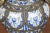 Metal Antique Moroccan Footed Vase, Blue & White Ceramic With Filigree For Sale - Image 7 of 9