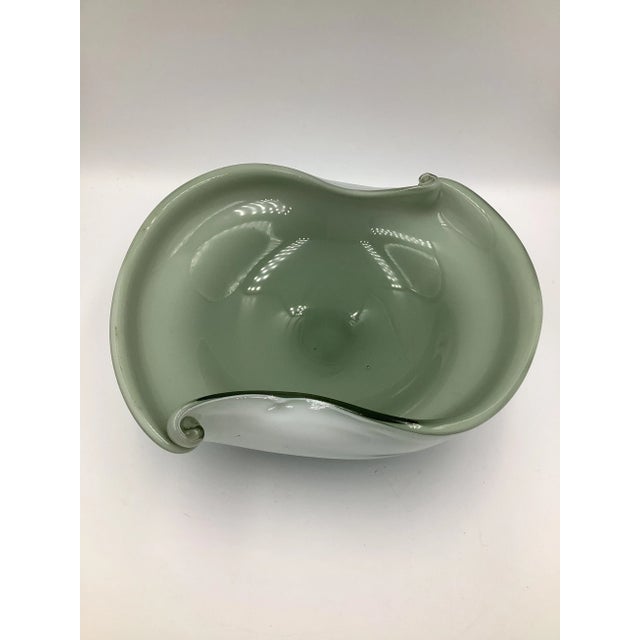 Vintage Murano Pale Sage Gray Art Glass Bowl Italy For Sale In New York - Image 6 of 7
