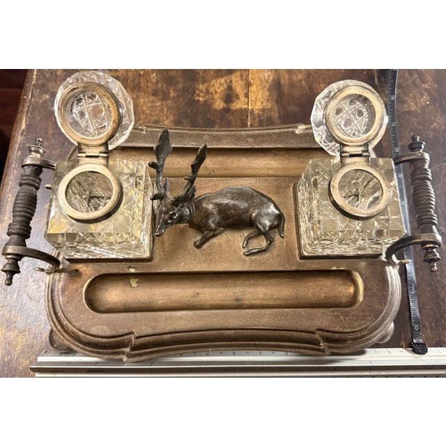 Edwardian English Epns Stag Double Inkwell by Deakin & Adams For Sale - Image 10 of 14