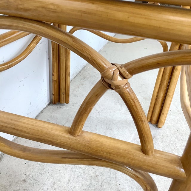 Vintage Bent Rattan & Glass Side Table With Arch Apron Detail, Circa 1970s–1980s For Sale - Image 10 of 12