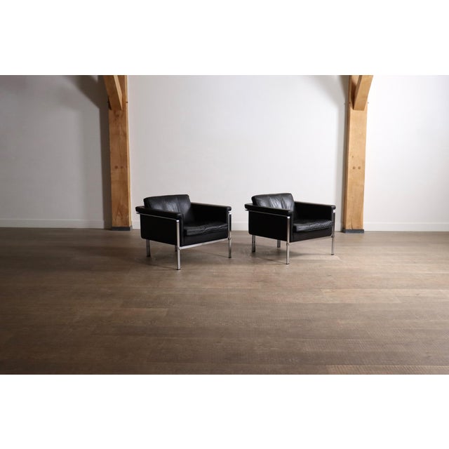 Vintage Model 6912 Lounge Chairs in Black Leather by Horst Brüning for Kill International, Germany, 1967, Set of 2 For Sale - Image 17 of 18