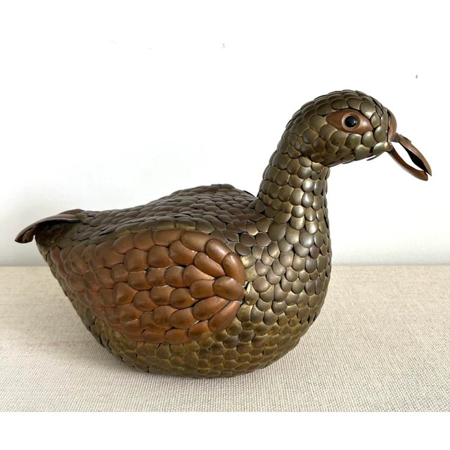 Copper Large Sergio Bustamante Style Vintage Metal Sitting Duck For Sale - Image 8 of 12