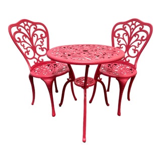 Alfresco Home Bistro Table + Chairs, Set of Three For Sale