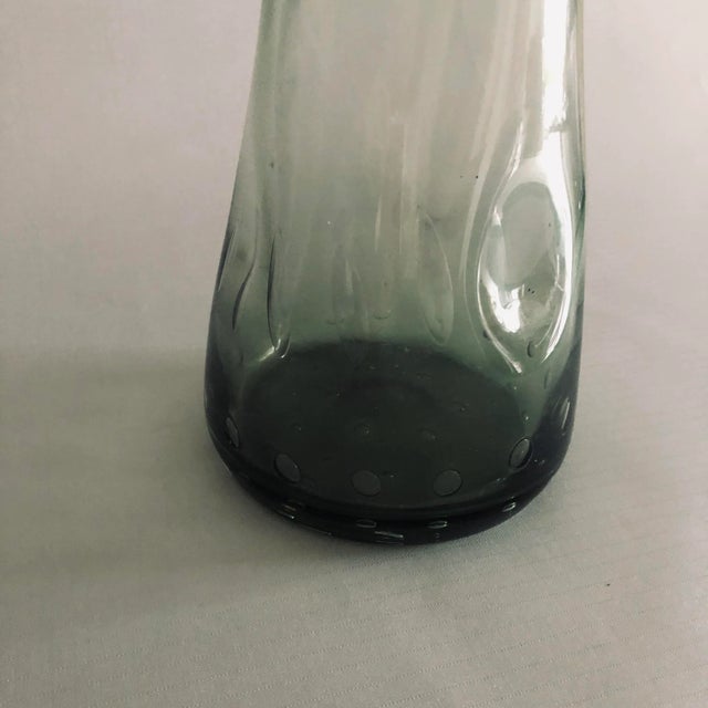 Modern rare hand blown olive green glass vase, no makers mark, no chips or cracks in very good condition. Dimensions:...