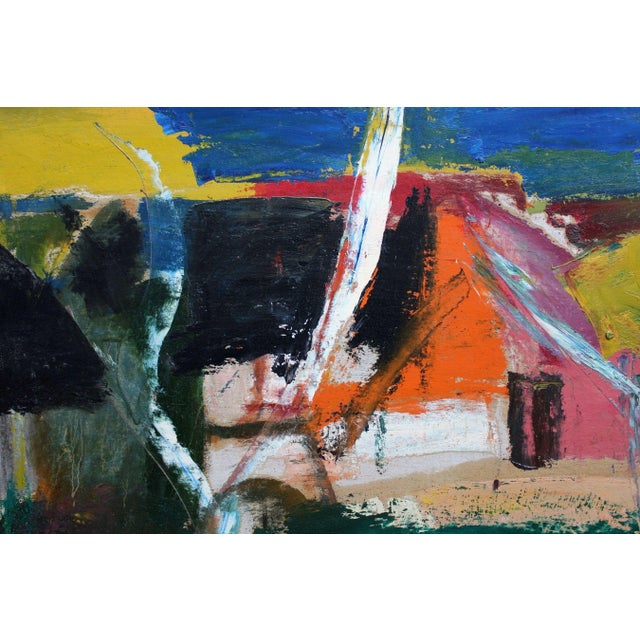 Blue Aleksandr Rodin, Village, Oil on Cardboard For Sale - Image 8 of 11