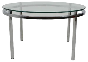 Chrome and Glass Round Conference Table, Italy, 1970s
