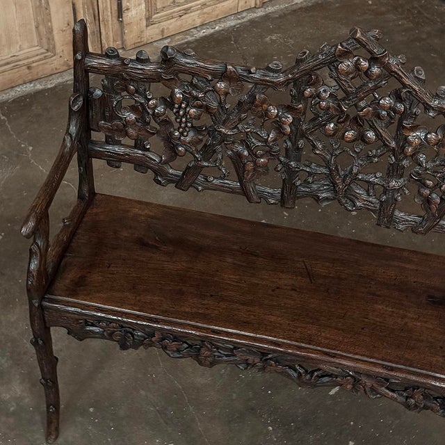 19th Century French Black Forest Carved Oak Hall Bench For Sale - Image 16 of 18