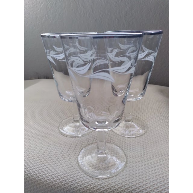 Glass Vintage Siver-Rimmed French Luminarc Goblets - Set of 3 For Sale - Image 7 of 7