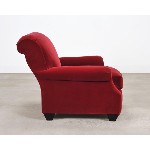 Wood Ralph Lauren London Club Lounge Chair in Italian Red Velvet For Sale - Image 7 of 18