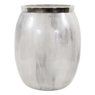Sivas Glass Vase with Silver Accents- Small For Sale
