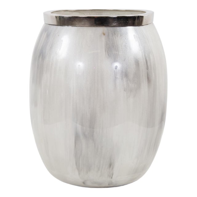 Sivas Glass Vase with Silver Accents- Small For Sale