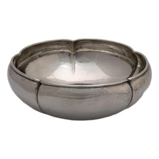 Sterling Silver Arts and Crafts Scalloped Bowl, 1938 For Sale