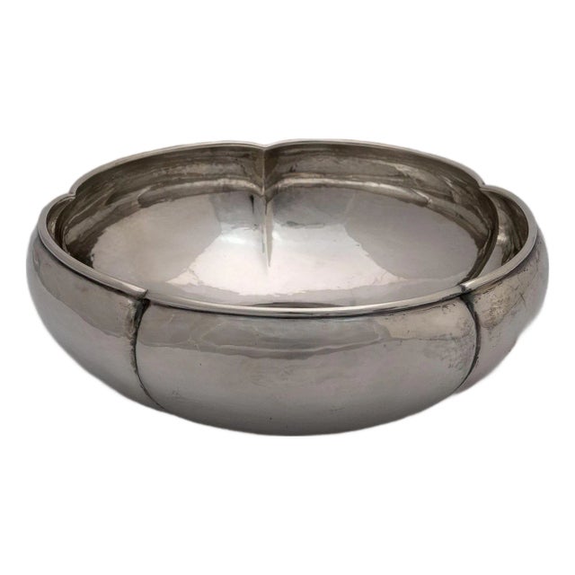 Sterling Silver Arts and Crafts Scalloped Bowl, 1938 For Sale