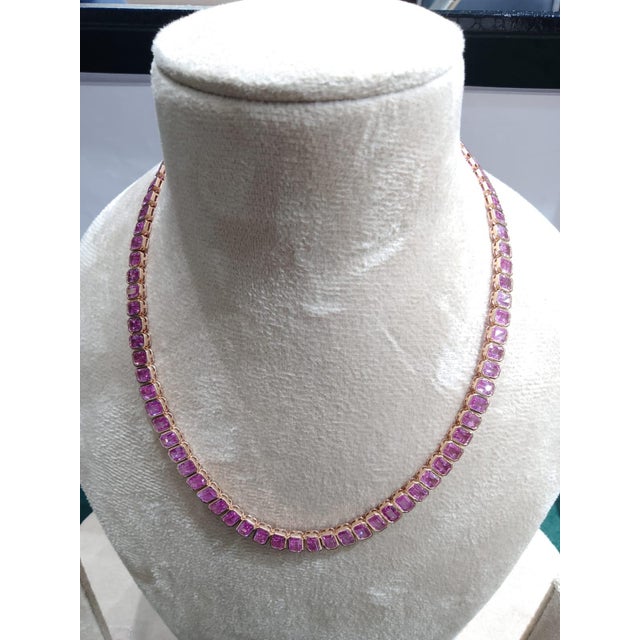 Gemstone Elegant 18k Gold Necklace With Pink Sapphire, New Design For Sale - Image 7 of 7