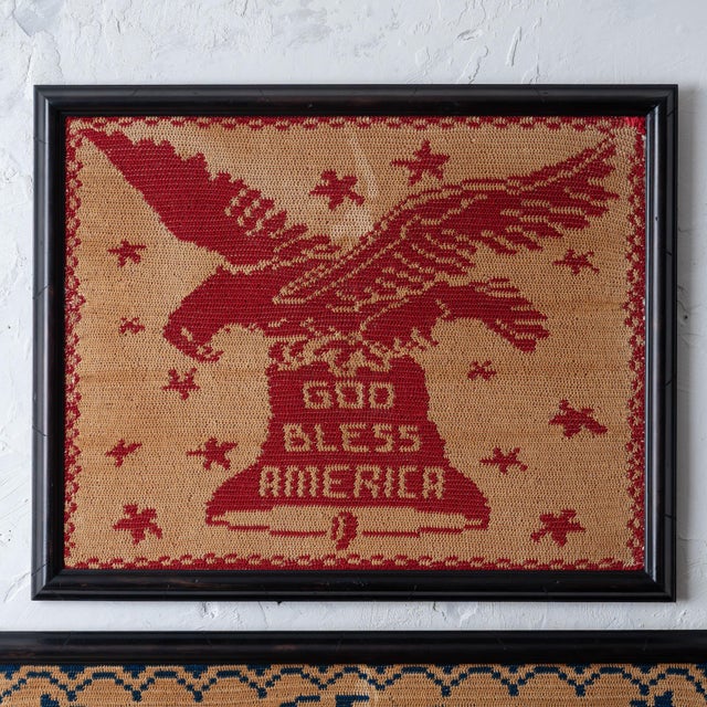 American "God Bless America" Patriotic Embroideries, c.1920 For Sale - Image 3 of 12