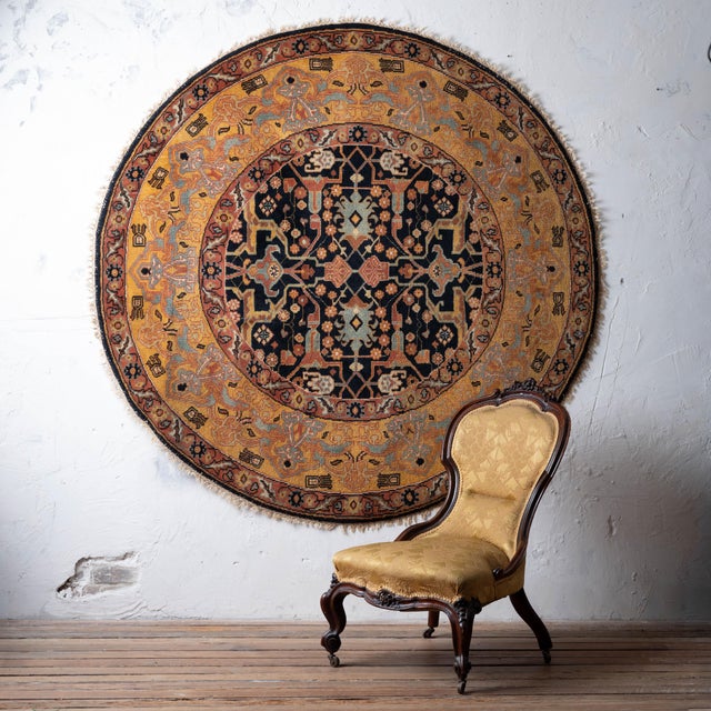 Textile Round Indo-Persian Rug, C. 1960 For Sale - Image 7 of 7