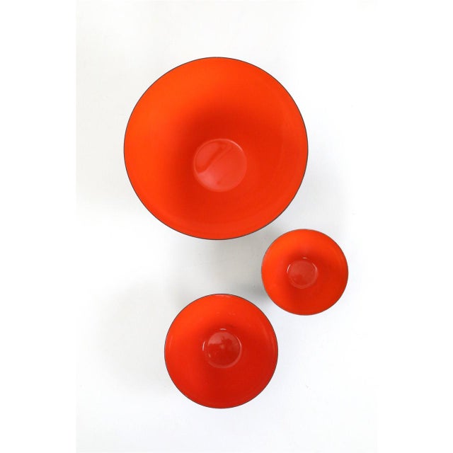 Original vintage "Krenit" bowls by Torben Ørskov. Not reissues or reproductions! Steel with a matte black exterior and a...