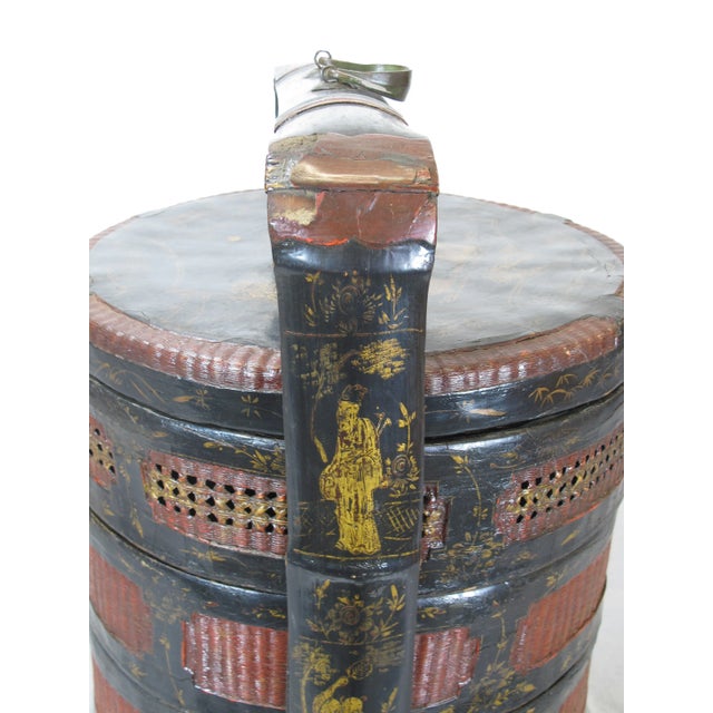 1900 - 1909 Early 20th Century Antique Bamboo Food Basket For Sale - Image 5 of 11