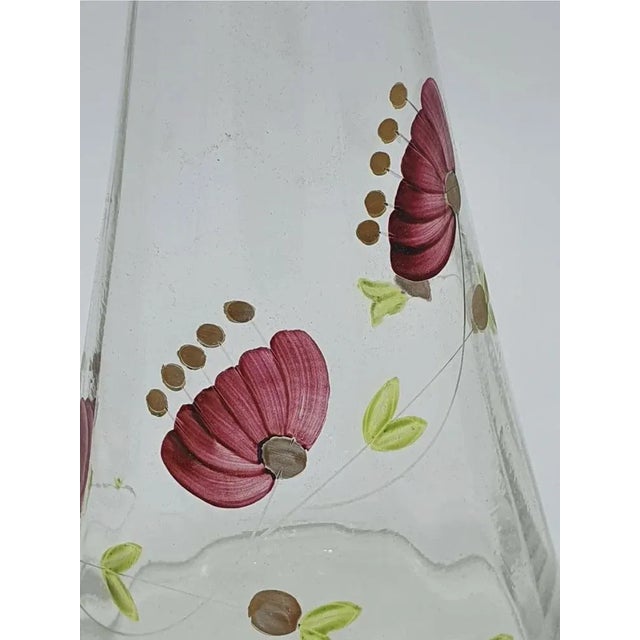 Hand Painted Glass Carafe with Cap, Italy, 1970s For Sale - Image 6 of 11